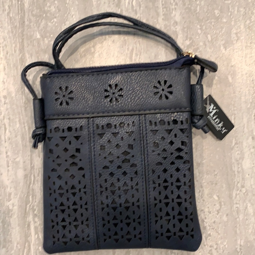 BOHO Floral Cutout Navy Blue Crossbody NWT